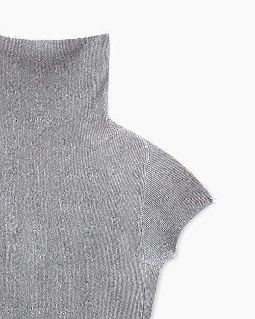 Giorgio Armani Gray Sweater Slim Fit Cup Sleeve Turtleneck English Ribbed Viscose