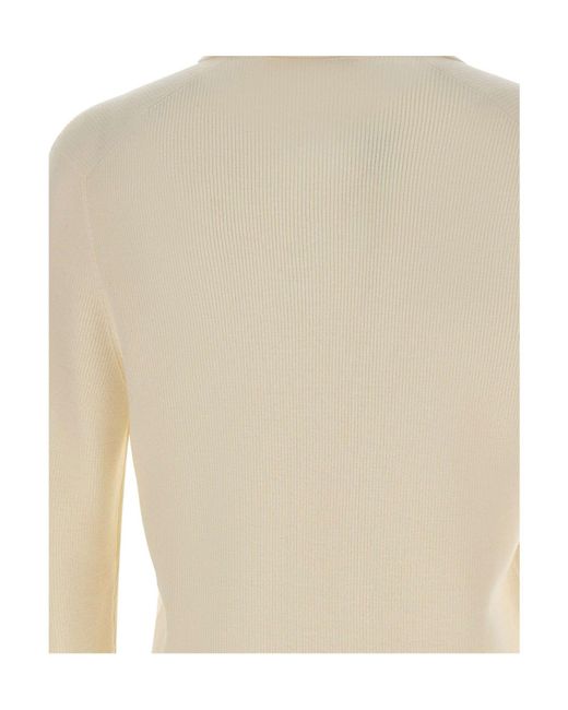 Gran Sasso White Long-Sleeve Knitted Polo Shirt for men