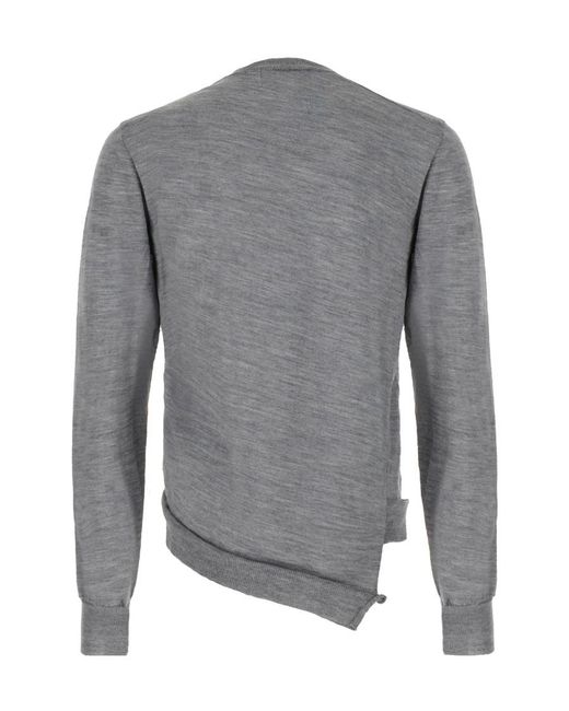 Comme des Garçons Gray Ribbed Asymmetric Cotton Sweatshirt for men
