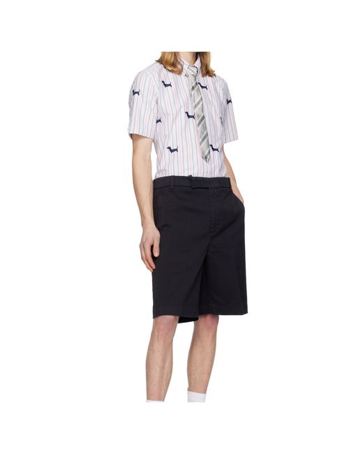 Thom Browne White Striped Pointed Tip Tie for men