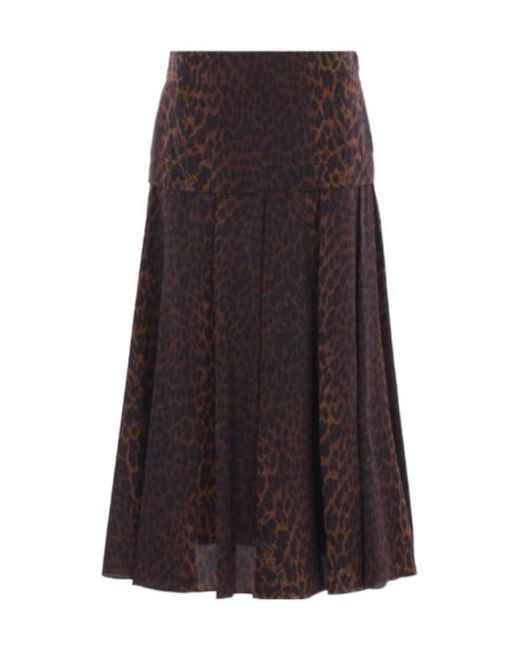 Balenciaga Brown Leopard Printed Midi Skirt