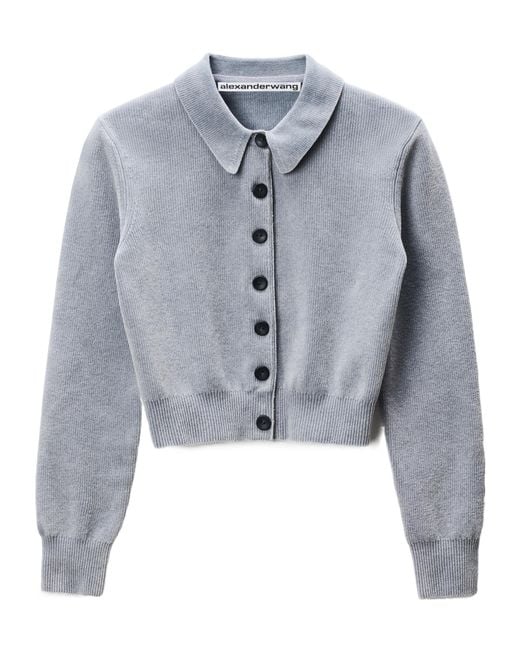 Alexander Wang Blue Cropped Polo Cardigan
