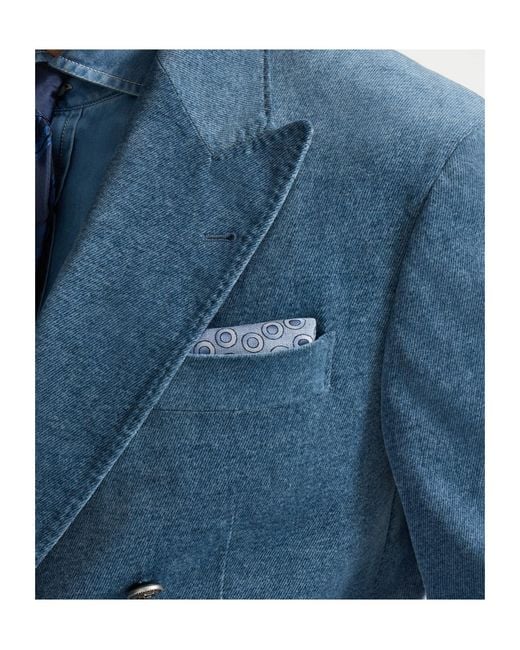 Brunello Cucinelli Blue Polka Dot Pocket Square for men