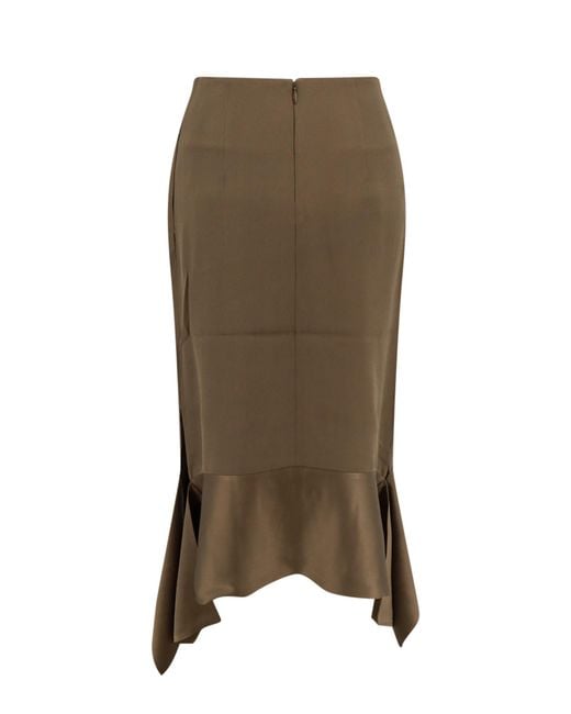 Totême Green Asymmetric Crepe-Texture Midi Skirt