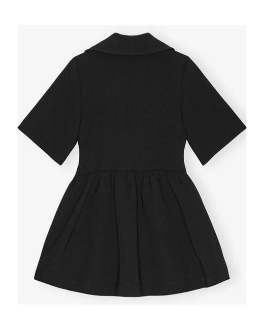 Ganni Black Bonded Crepe Mini Dress