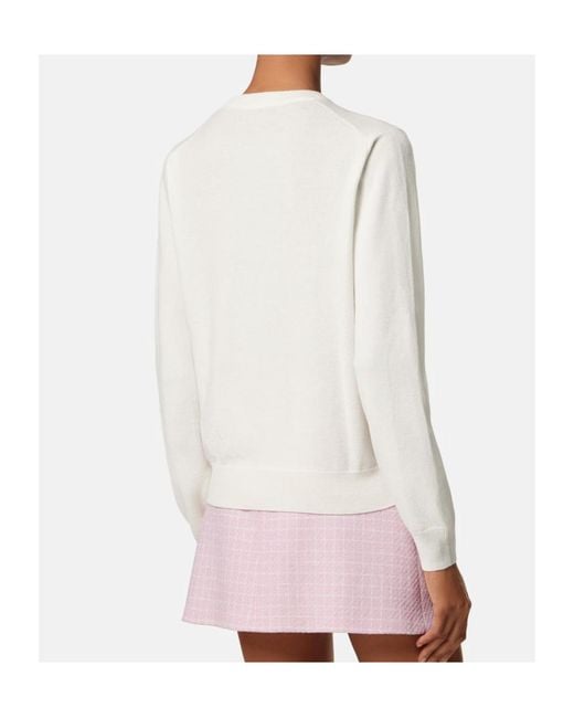 Versace White Logo-Plaque Crewneck Jumper