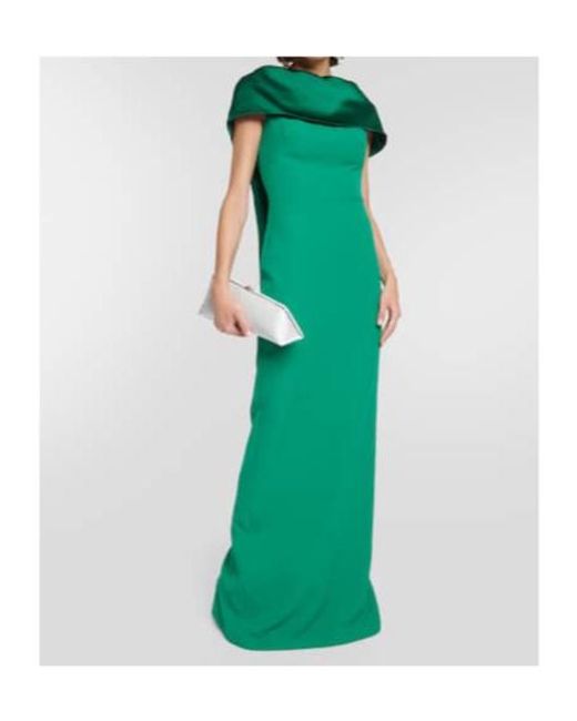 Safiyaa Green Inaya Crêpe Gown