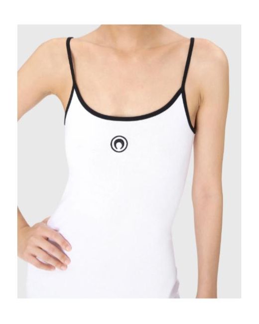 MARINE SERRE White Moon Logo Jersey Mini Dress