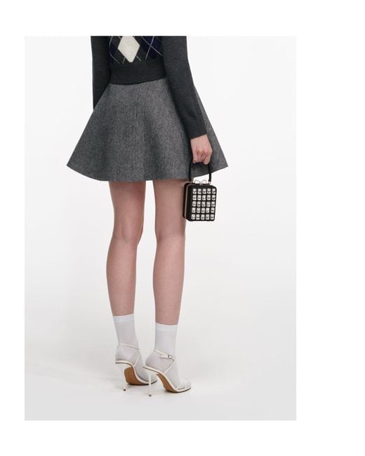 Self-Portrait Black Belted A-Line Mini Skirt