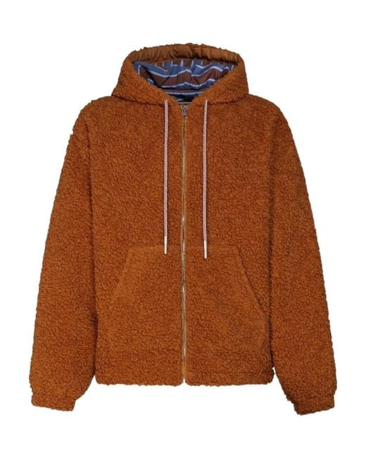 Marni Brown Zip-Up Drastring Faux-Fur Jacket for men