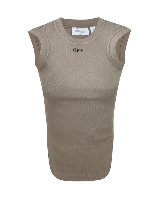 Off-White c/o Virgil Abloh Gray Sleeveless Logo T-Shirts