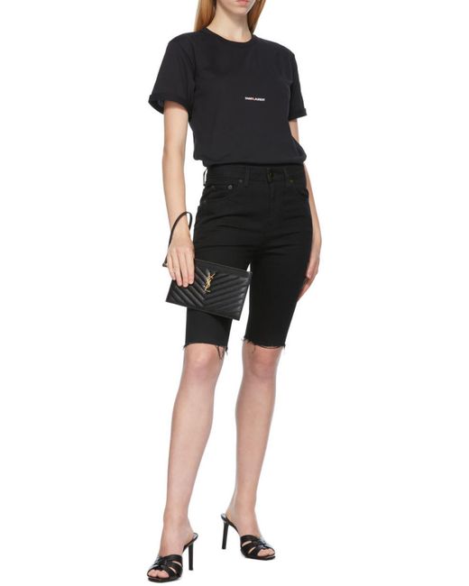 Saint Laurent Black Cassandre Matelassé Large Zipped Clutch Bag