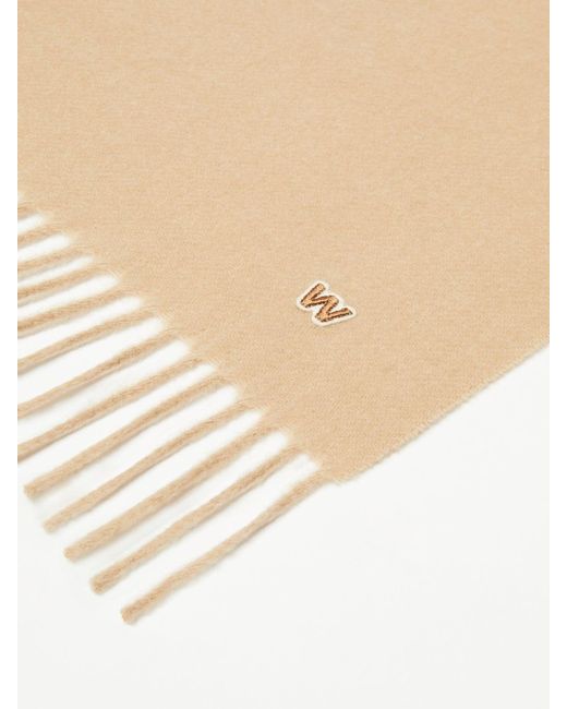 Weekend by Maxmara Natural Logo Embroidered Fringed Scarf
