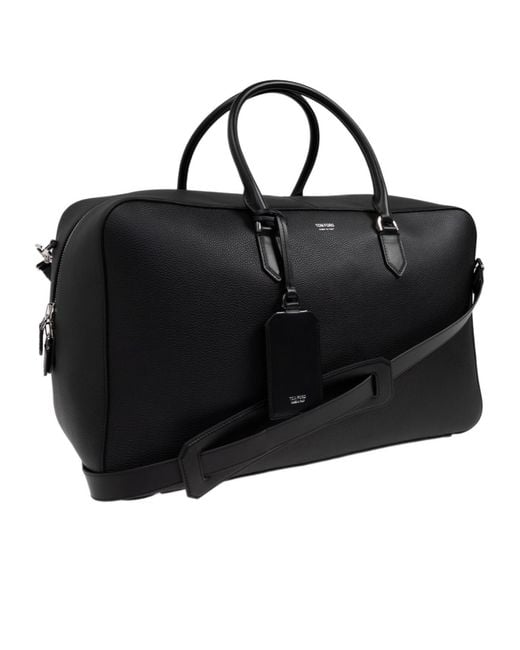 Tom Ford Black Logo Detailed Duffel Bag for men