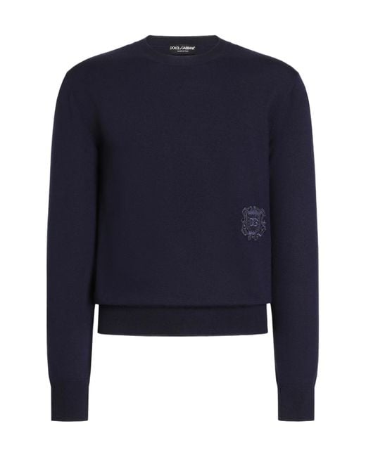 Dolce & Gabbana Blue Virgin-Wool Pullover for men