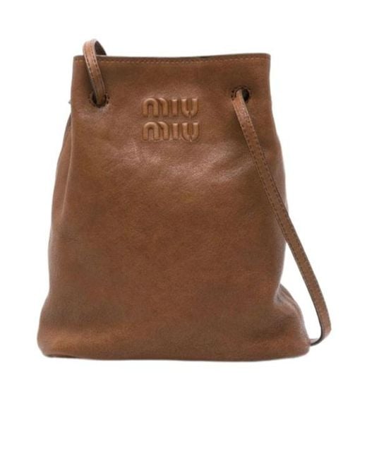 Miu Miu Brown Drawstring Shoulder Bag
