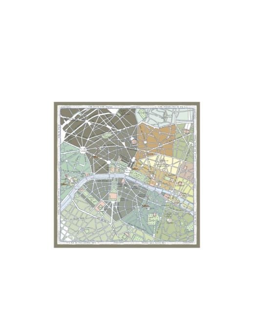 Longchamp Blue 'A La Decouverte De Paris' Silk Scarf 90