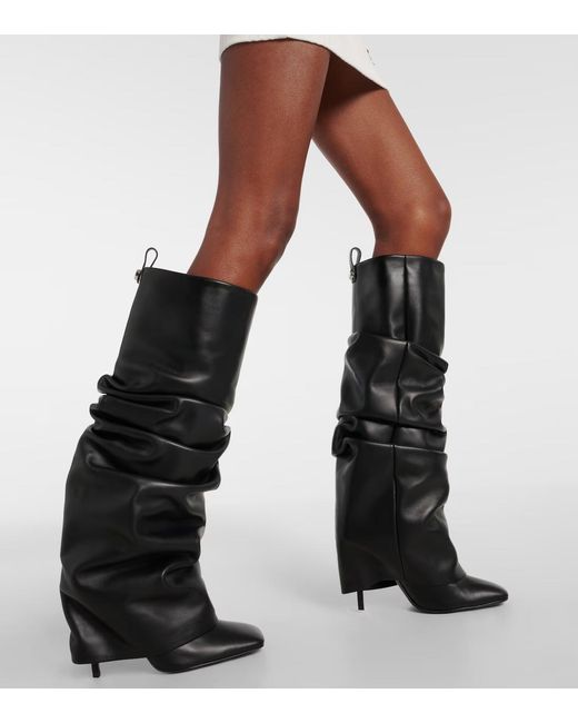 The Attico Black Rea Leather Knee-High Boots