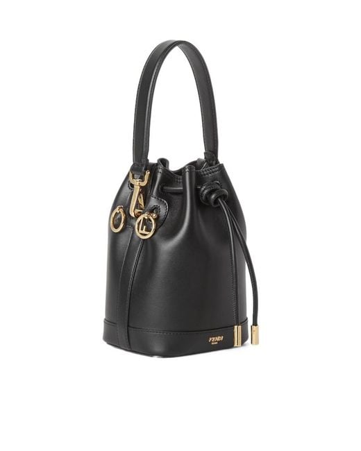 Fendi Black Mon Tresor Drawstring Mini Bucket Bag