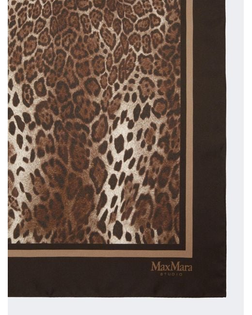 Max Mara Brown Printed Silk Scarf