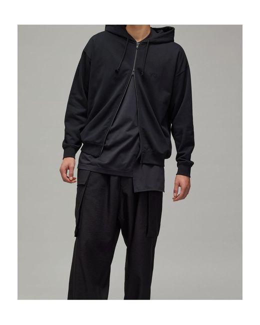 Y-3 Black French Terry Zip Hoodie for men