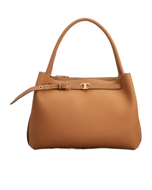 Tod's Brown T-Palque Top Handle Bag