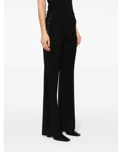 P.A.R.O.S.H. Black Side-Stripe Virgin-Wool Blend Flared Trousers