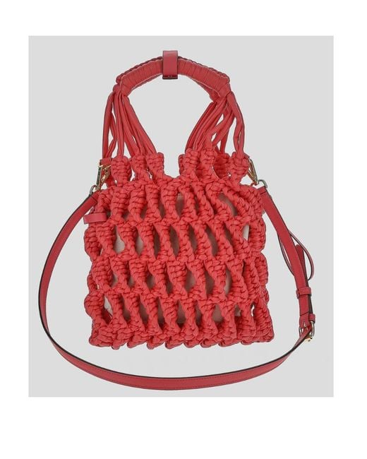 Etro Red Interwoven Small Tote Bag