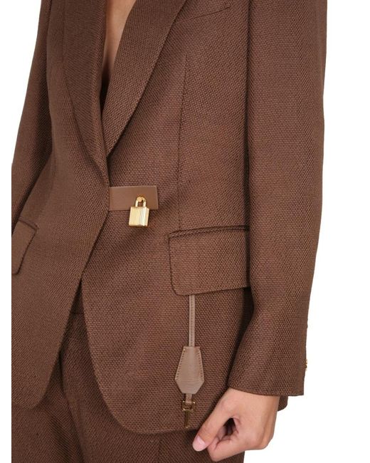 Tom Ford Brown Padlock Single-Breasted Blazer