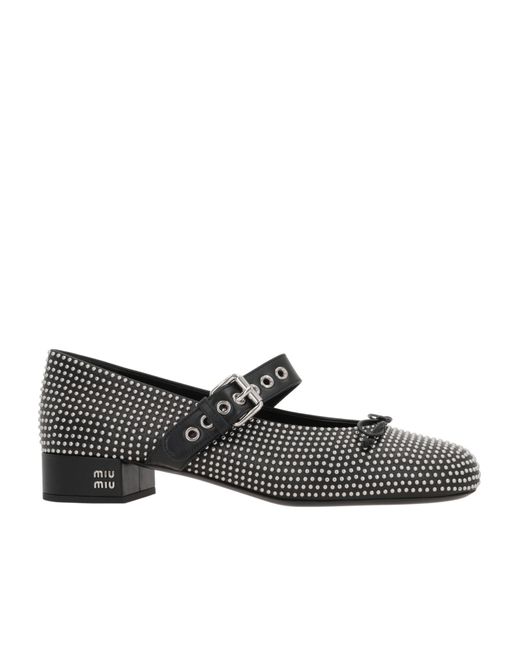 Miu Miu Black 25Mm Buckled Ballerina Shoes