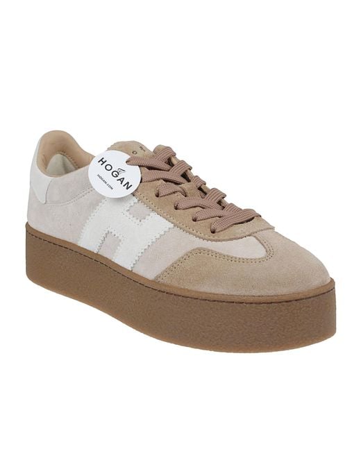Hogan Brown Platform Leather Sneakers