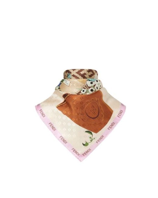 Fendi White Gardening Square Scarf