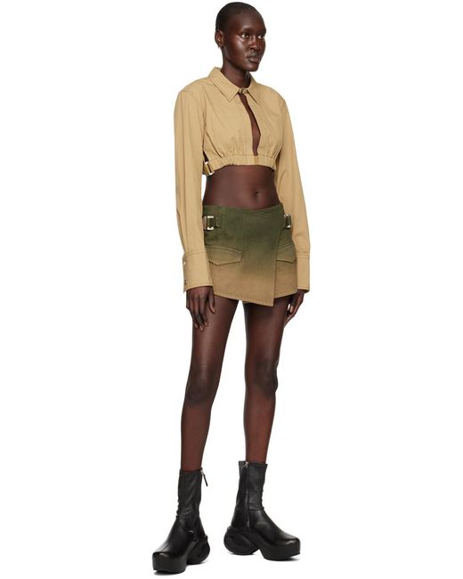 Dion Lee Green Cropped Elasticated Shirt