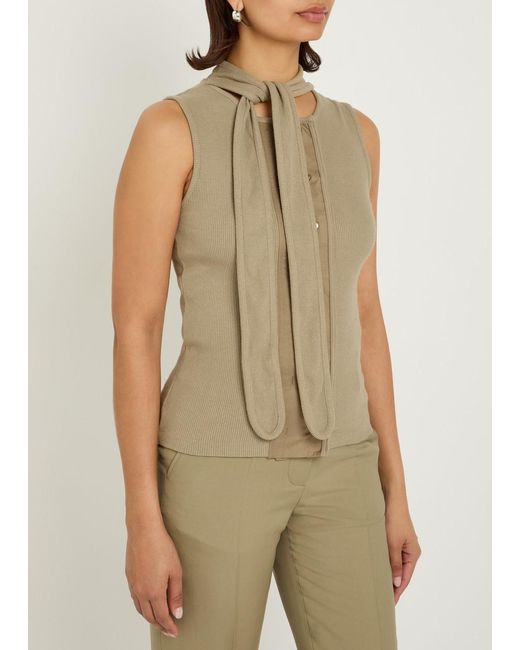 Lemaire Natural Scarf-Effect Cotton-Blend Top