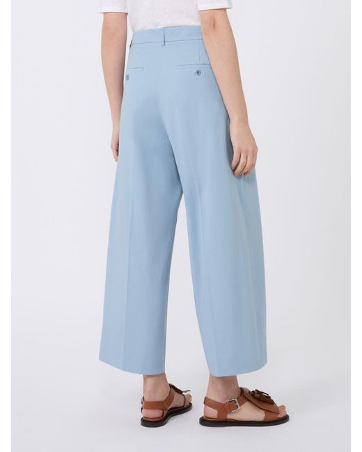 Weekend by Maxmara Blue Stretch Cotton Gabardine Trousers