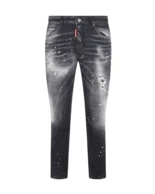 DSquared² Gray Faded Effect Distressed Jeans