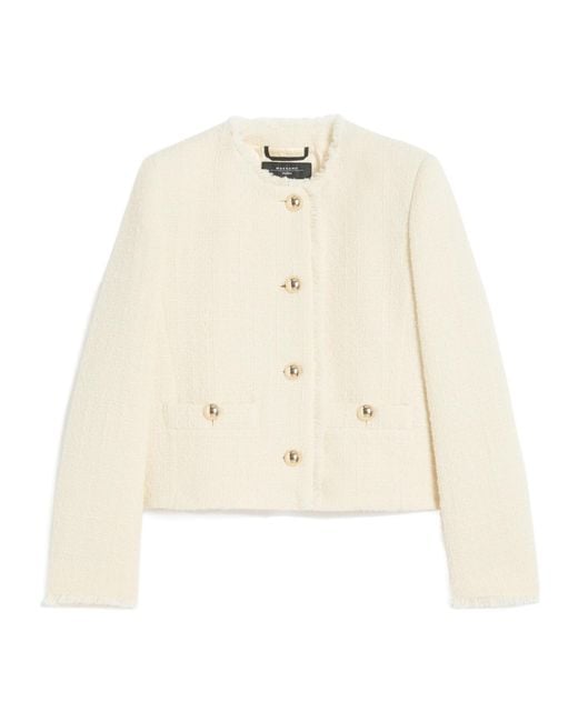 Weekend by Maxmara Natural Agami Single-Breasted Cropped Jacket