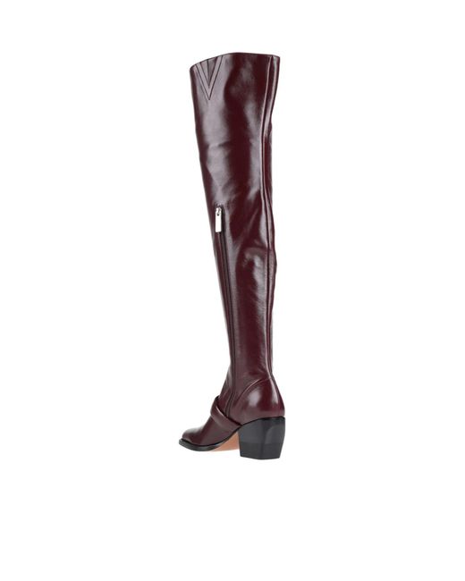 Chloé Red Simple Leather Ankle Boots