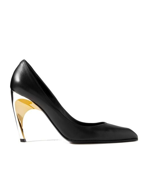 McQueen Black Armadillo Pointed-Toe Pumps
