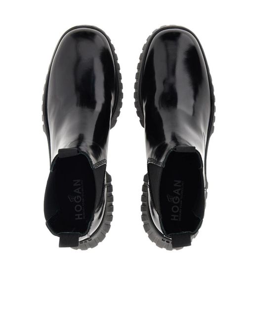 Hogan Black Platform Slip-On Loafers