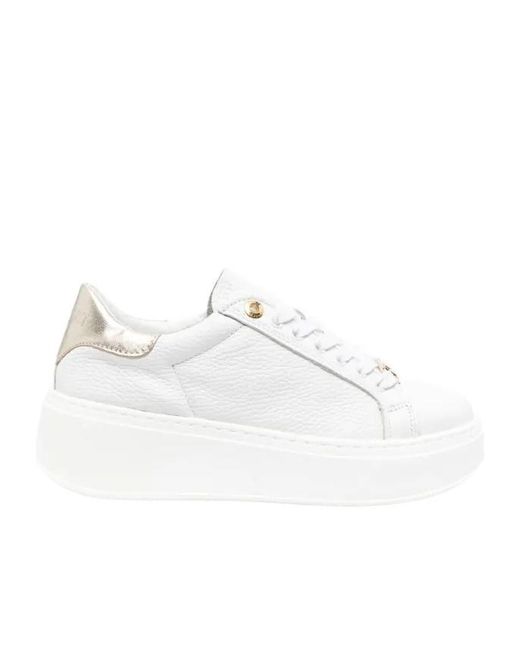 Twinset White Contrasting-Heel Leather Trainers