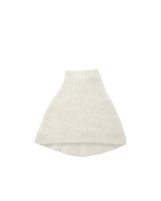 Totême White Ribbed Alpaca Wool Blend Scarf