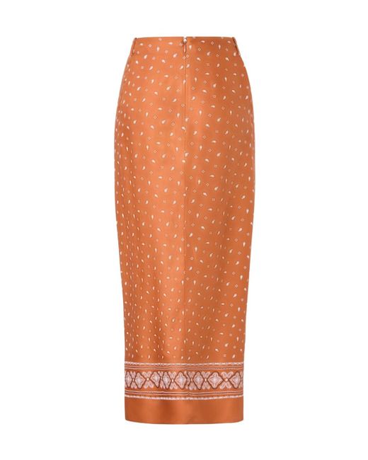 Pinko Orange Bandana-Print Finished Edge Skirt