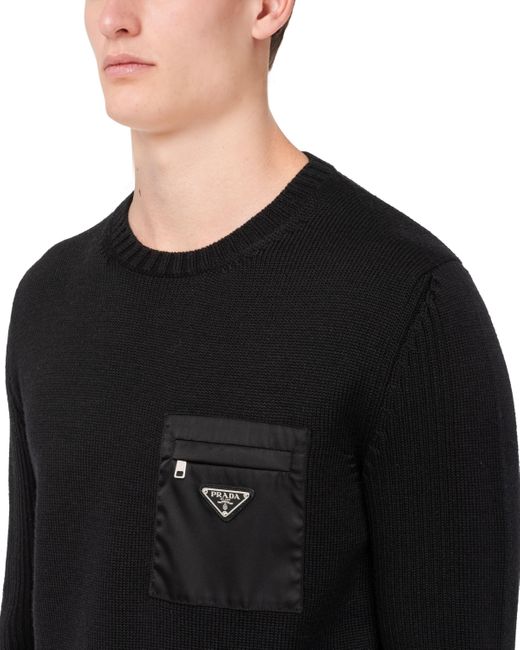 Prada Black Logo Rib Knitted Jumper for men