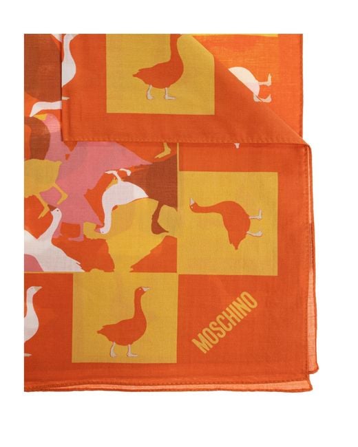 Moschino Orange Duck Print Scarf for men