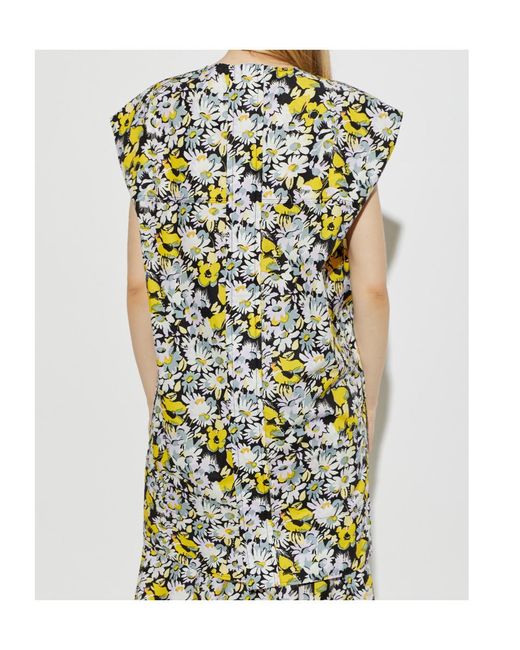 Marni Green Floral Motif Butterfly Shoulder Dress