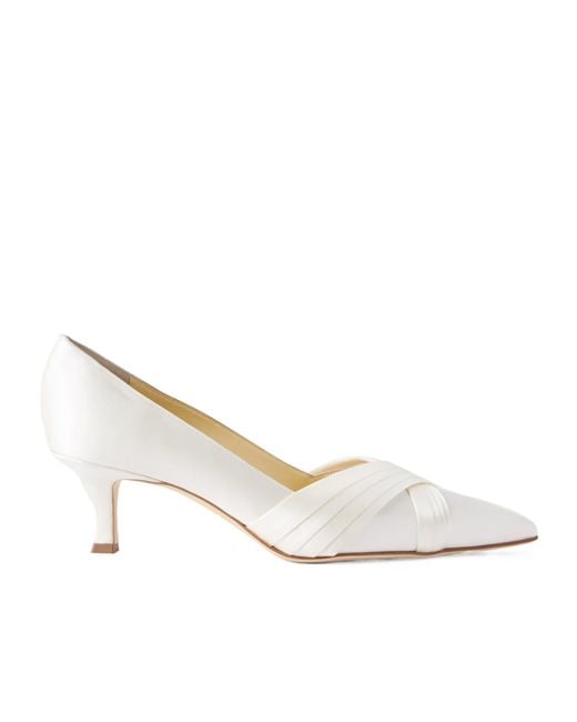 Manolo Blahnik White Vieralo Satin Pumps