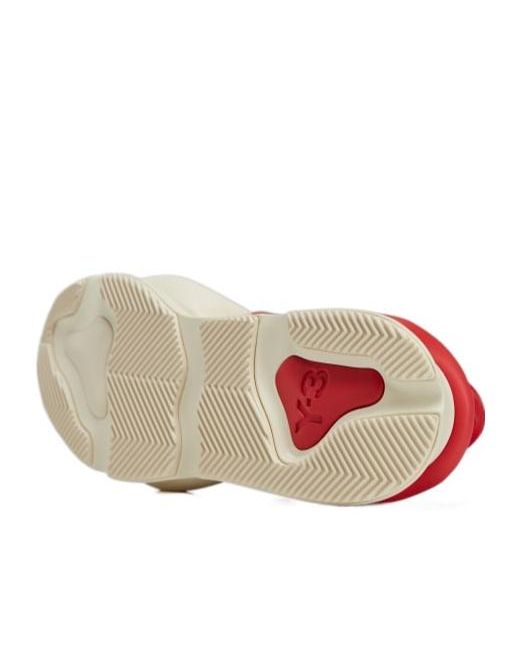 Y-3 Red Logo Embossed Lace-Up Sneakers for men