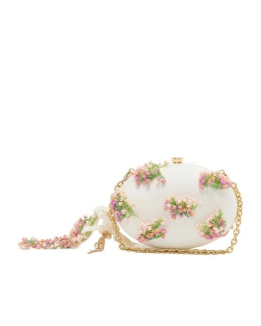 Self-Portrait White Floral Decoration Clutch Bag