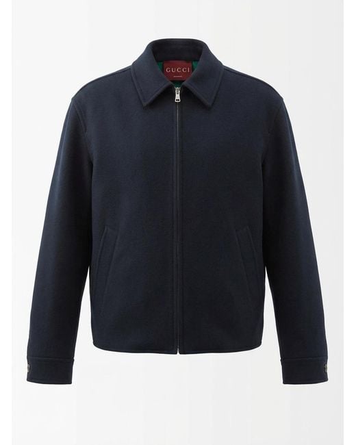 Gucci Blue Jacquard Zipper Jacket for men
